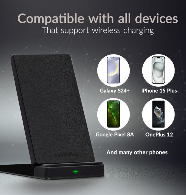Mobilize Wireless Fast Charger Foldable 5W/7.5W/10W/15W Pu Leather Black - Afbeelding 5