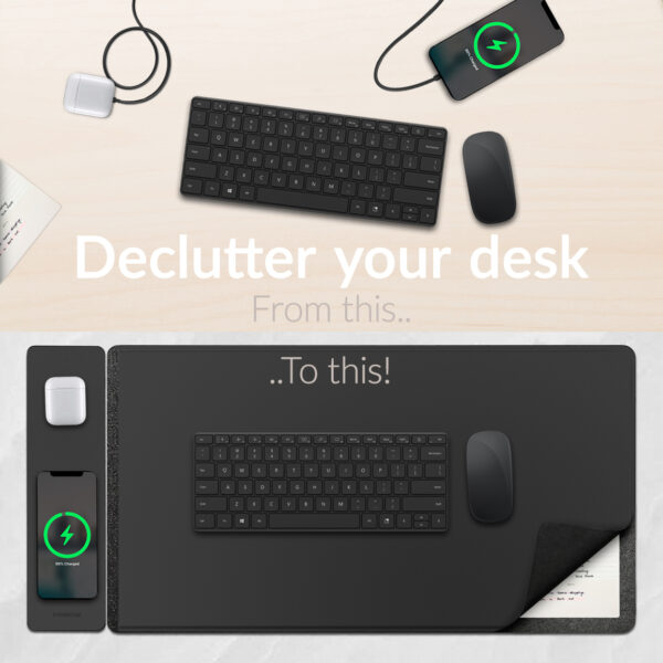 Mobilize Pu Leather Desk Mat With Magnetic Wireless Charger 15W Black - Afbeelding 3