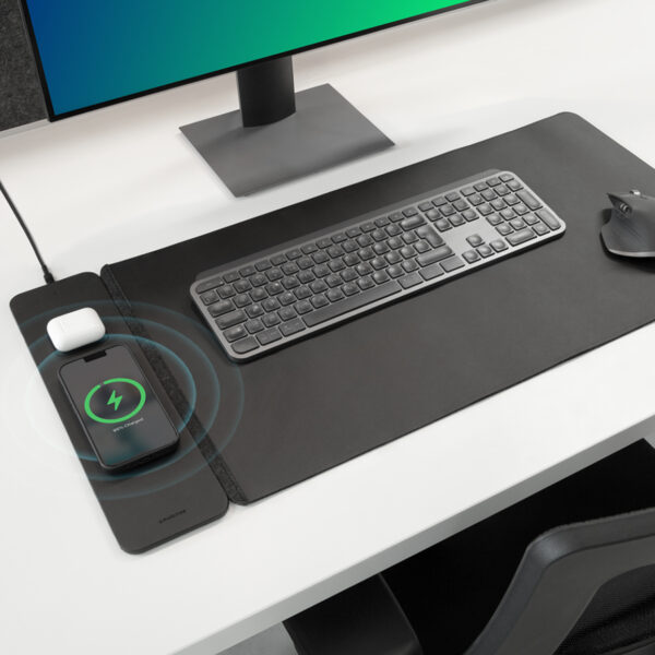 Mobilize Pu Leather Desk Mat With Magnetic Wireless Charger 15W Black - Afbeelding 5