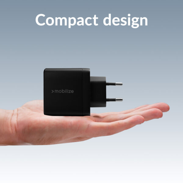 Mobilize Wall Charger 2X Usb-C + 1X Usb Gan 65W With Pd/Pps Black - Afbeelding 6
