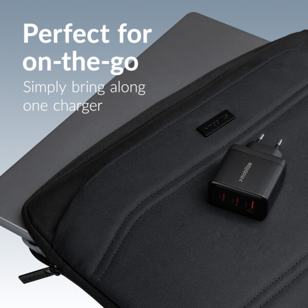 Mobilize Wall Charger 2X Usb-C + 1X Usb Gan 65W With Pd/Pps Black - Afbeelding 7