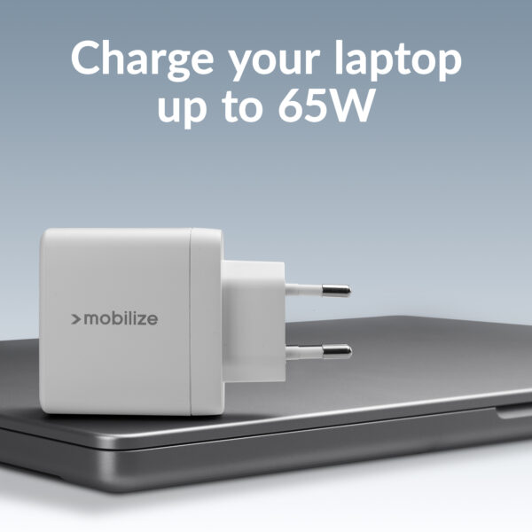 Mobilize Wall Charger 2X Usb-C + 1X Usb Gan 65W With Pd/Pps White - Afbeelding 4