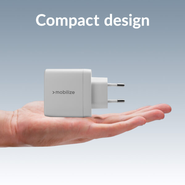 Mobilize Wall Charger 2X Usb-C + 1X Usb Gan 65W With Pd/Pps White - Afbeelding 6