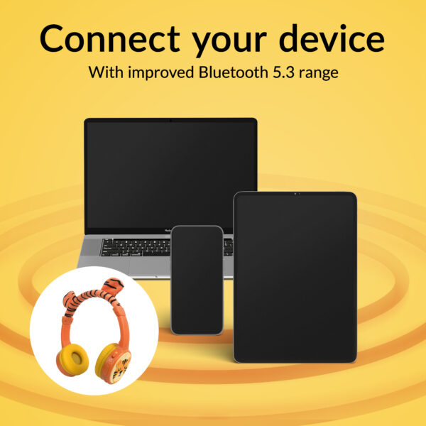 Mobilize Wireless/Wired Over Ear Kids Headphone 85Db Tiger - Afbeelding 7