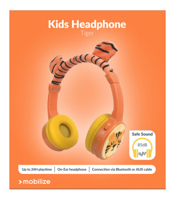 Mobilize Wireless/Wired Over Ear Kids Headphone 85Db Tiger - Afbeelding 9