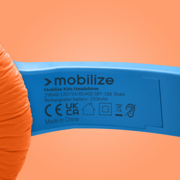 Mobilize Wireless/Wired Over Ear Kids Headphone 85Db Shark - Afbeelding 3