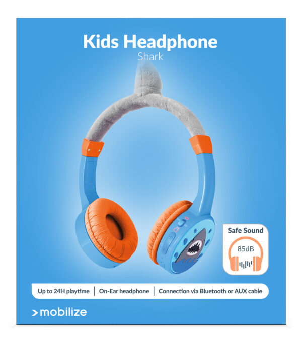 Mobilize Wireless/Wired Over Ear Kids Headphone 85Db Shark - Afbeelding 9