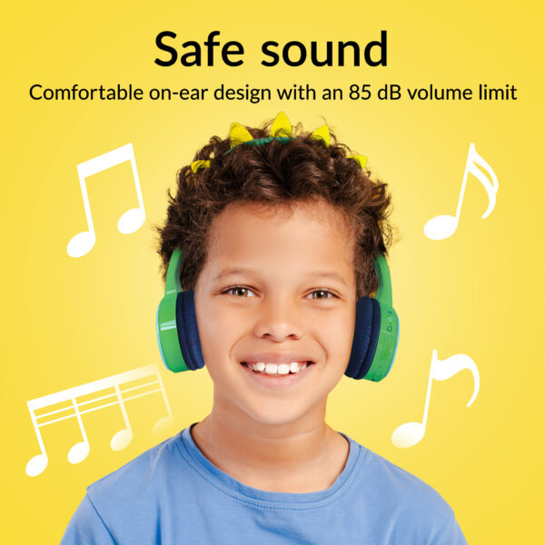 Mobilize Wireless/Wired Over Ear Kids Headphone 85Db Dinosaur - Afbeelding 6