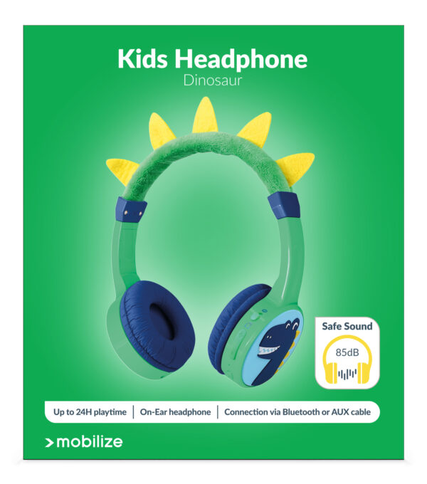 Mobilize Wireless/Wired Over Ear Kids Headphone 85Db Dinosaur - Afbeelding 9