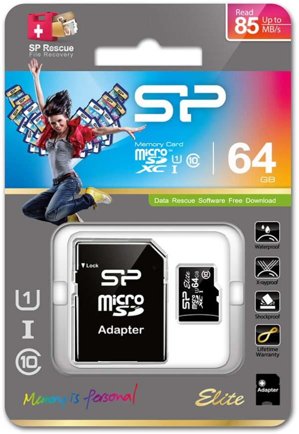 Silicon Power Micro Sdhc Incl. Sd Adapter 64Gb Uhs-1 Class 10