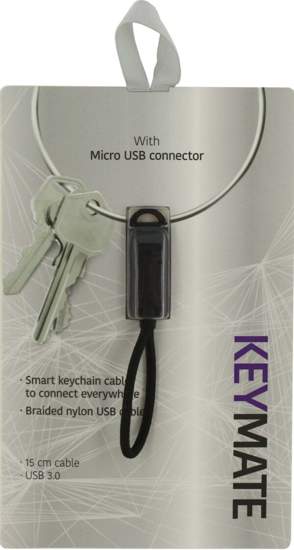 Keymate Charge/Sync Keychain Cable Nylon Braided Micro Usb Black