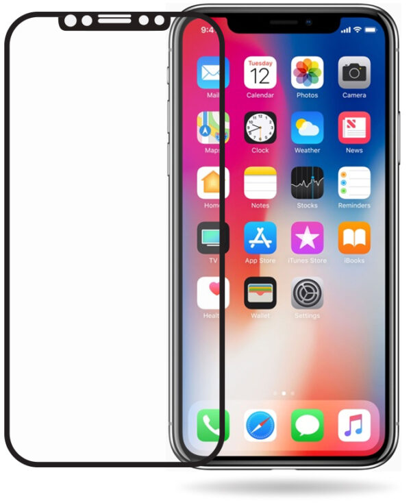 Mobilize Edge-To-Edge Glass Screen Protector Apple Iphone X/Xs/11 Pro Black Full Glue