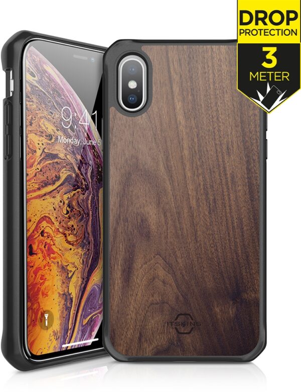 Itskins Level 2 Hybridfusion For Apple Iphone Xs Max Dark Wood