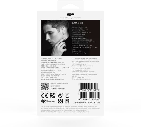 Silicon Power Bp81 Silicon Power Tws Bluetooth Stereo Earbuds White - Afbeelding 5