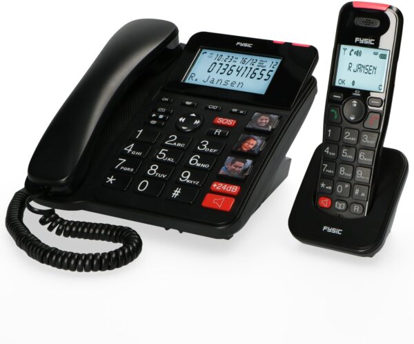 Fysic Fx-8025 Fysic Big Button Bureautelefoon + Antwoordapparaat + Dect Black