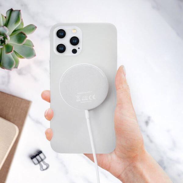 Mobilize Magnetic Wireless Charger Magsafe Compatible 15W White Aluminium - Afbeelding 5