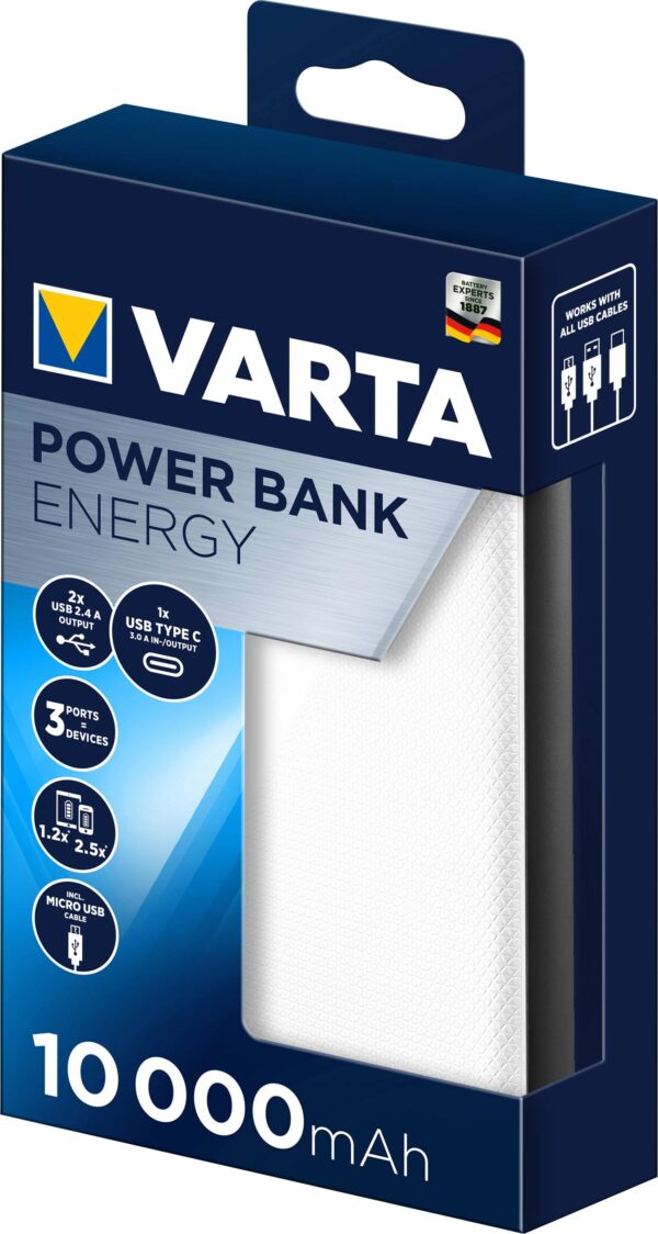 Varta Portable Power Bank Energy 10.000 Mah 15W White - Afbeelding 6