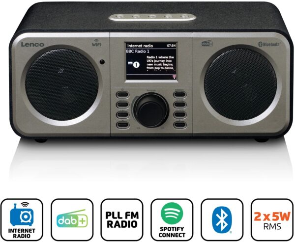 Lenco Dir-141Bk Lenco Internet Dab+ Bluetooth Radio Black/Silver - Afbeelding 7