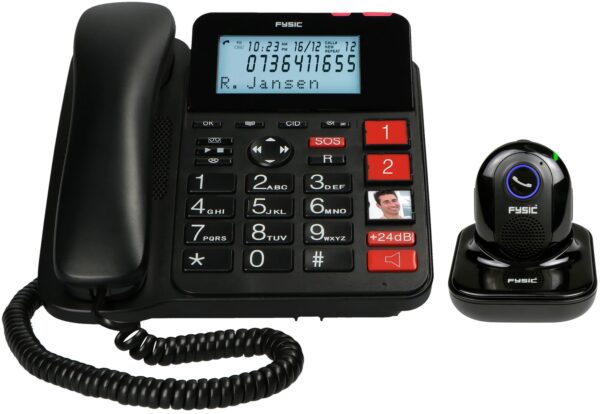 Fysic Fx-3960 Fysic Big Button Huistelefoon + Antwoordapparaat + Draadloze Sos Paniekknop Black
