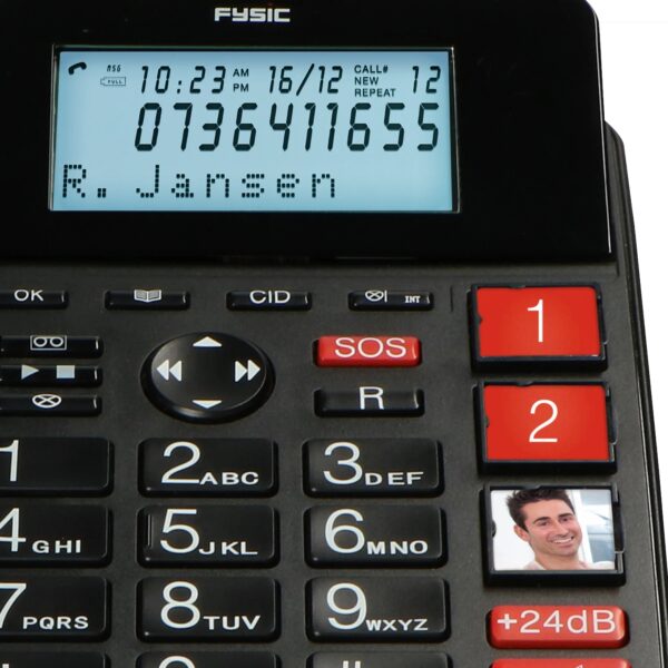 Fysic Fx-3960 Fysic Big Button Huistelefoon + Antwoordapparaat + Draadloze Sos Paniekknop Black - Afbeelding 11