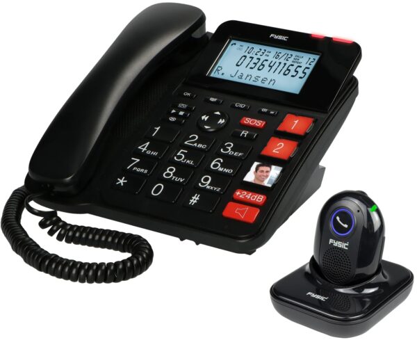 Fysic Fx-3960 Fysic Big Button Huistelefoon + Antwoordapparaat + Draadloze Sos Paniekknop Black - Afbeelding 2