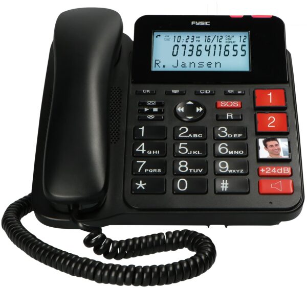 Fysic Fx-3960 Fysic Big Button Huistelefoon + Antwoordapparaat + Draadloze Sos Paniekknop Black - Afbeelding 3