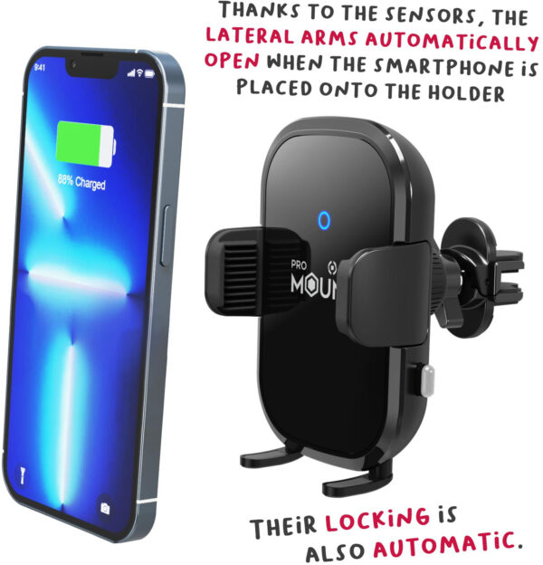 Celly Mountcharge15 Wireless Charger Car Holder 15W Black - Afbeelding 9
