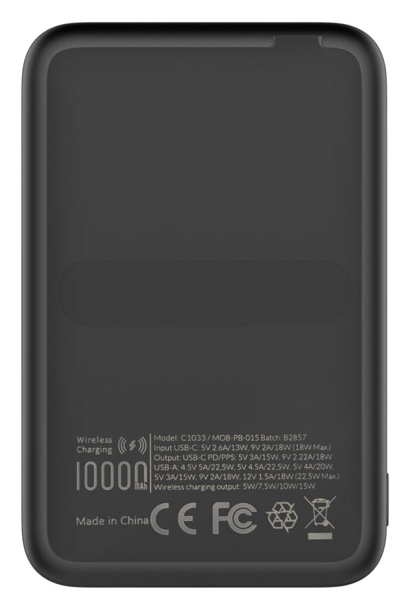 Mobilize Magnetic Wireless Magsafe Compatible Pd Stand Power Bank 10000Mah 15W Black - Afbeelding 3