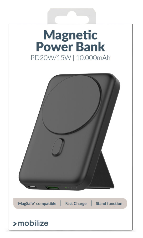Mobilize Magnetic Wireless Magsafe Compatible Pd Stand Power Bank 10000Mah 15W Black - Afbeelding 8