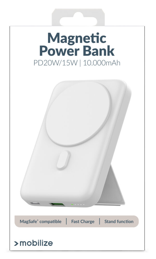 Mobilize Magnetic Wireless Magsafe Compatible Pd Stand Power Bank 10000Mah 15W White - Afbeelding 8