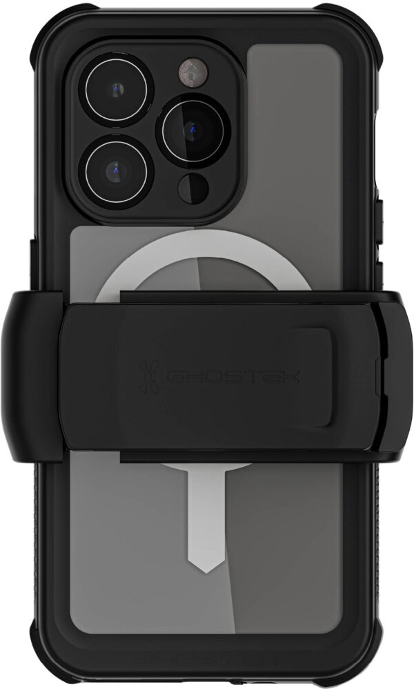 Ghostek Nautical Waterproof Magsafe Case + Belt Swivel Holster Apple Iphone 15 Pro Clear