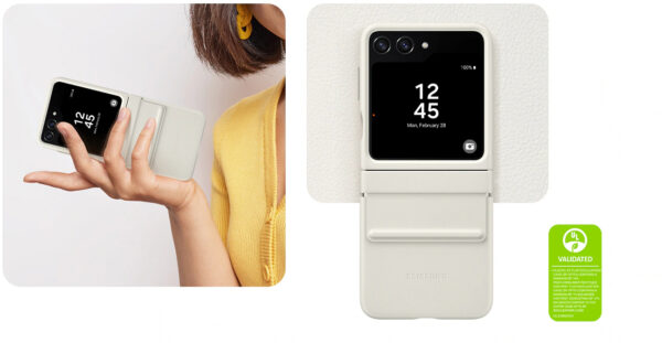 Samsung Ef-Vf731Puegww Samsung Flap Vegan Leather Case Galaxy Z Flip5 Cream - Afbeelding 5