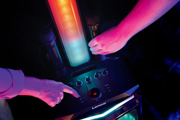 Lenco Pa-220Bk Lenco Bluetooth Party Speaker + Remote + 2 Microphones Black - Afbeelding 10