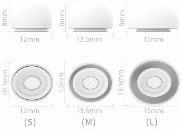 Xccess Silicon Replacement Ear Tips For Airpod Pro 1/2 Size S/M/L (3 Pair) White - Afbeelding 4