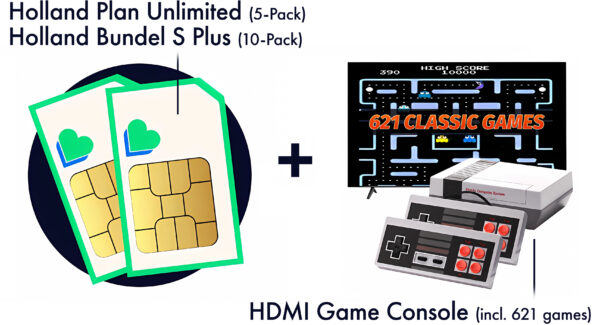 Lycamobile Simpakket + Hdmi Game Console Incl. 621 Games