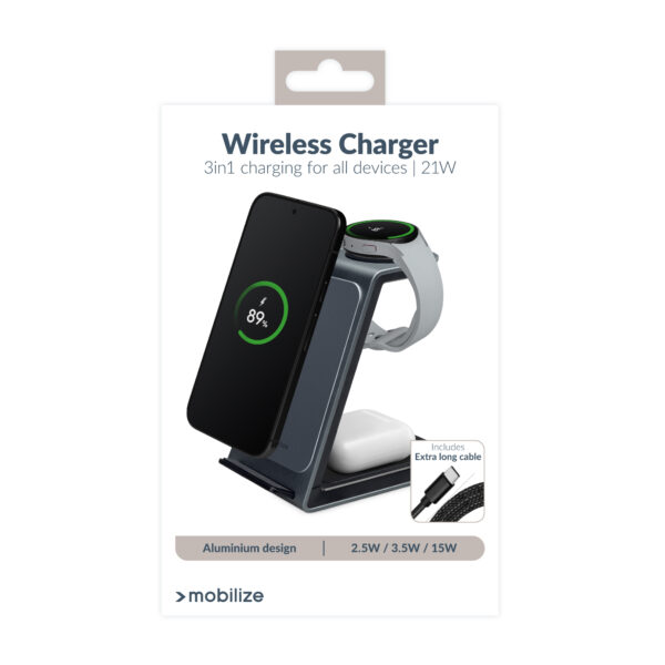 Mobilize 3In1 Aluminium Wireless Charger Station 15W - Afbeelding 9