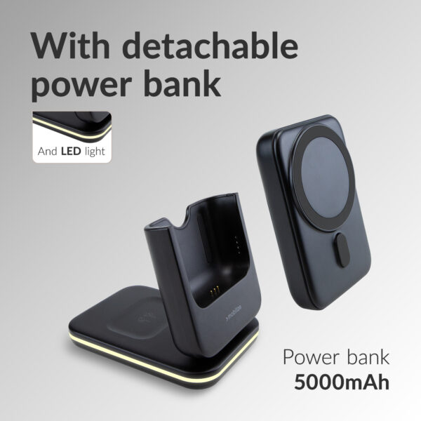 Mobilize 4In1 Wireless Charger Station With Detachable Power Bank 5000Mah Black - Afbeelding 3