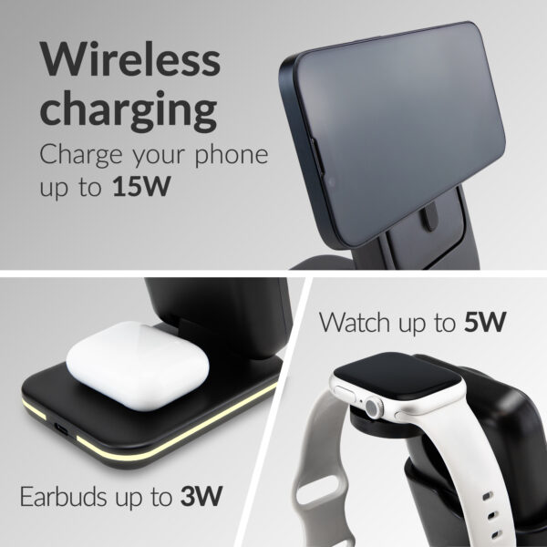 Mobilize 4In1 Wireless Charger Station With Detachable Power Bank 5000Mah Black - Afbeelding 4
