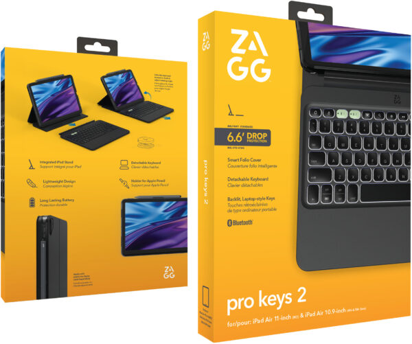 Zagg Pro Keys 2 Bluetooth Keyboard Case For Apple Ipad Air 10.9 (2020/2022)/Air 11 (2024/2025) Qwerty Black - Afbeelding 9