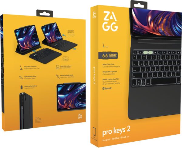 Zagg Pro Keys 2 Bluetooth Keyboard Case For Apple Ipad Pro 13 (2025) Qwerty Black - Afbeelding 9