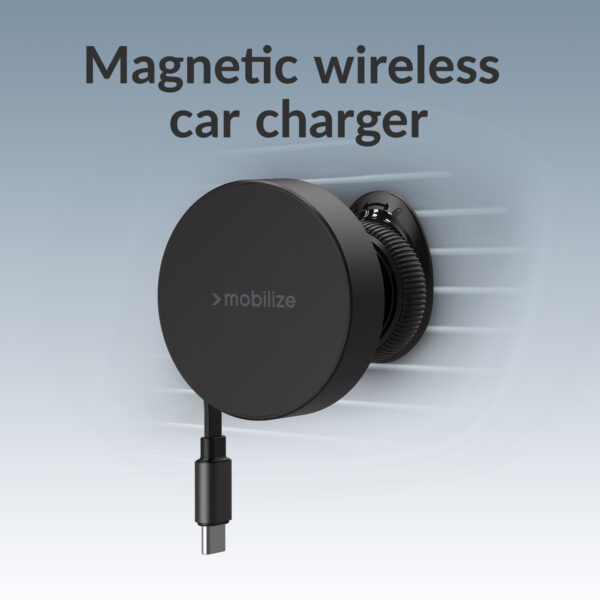Mobilize Magsafe Compatible Car Holder/Charger 7.5W/10W/15W With Retractable Usb-C Cable Black - Afbeelding 2