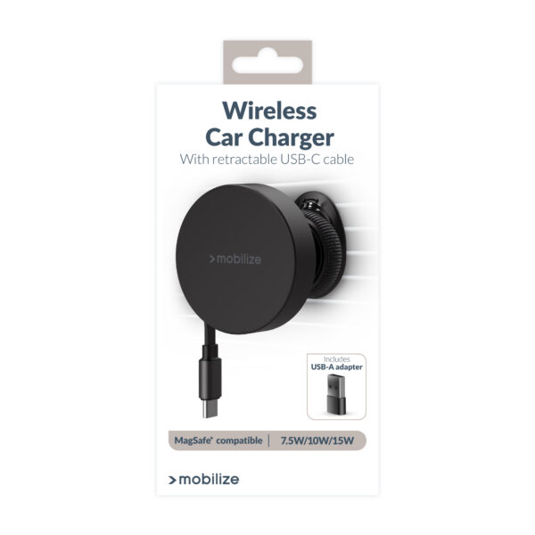 Mobilize Magsafe Compatible Car Holder/Charger 7.5W/10W/15W With Retractable Usb-C Cable Black - Afbeelding 7