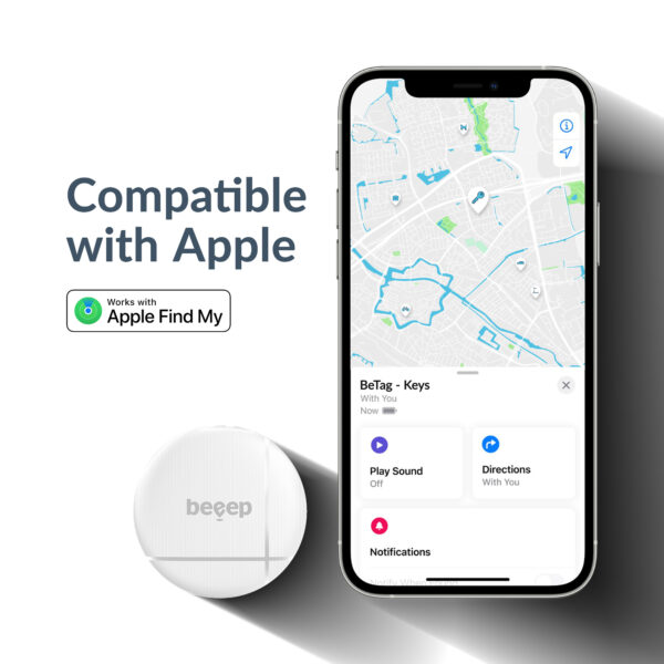 Beeep Betag Find My Tracker White & Keychain White - 1 Pack - Afbeelding 3