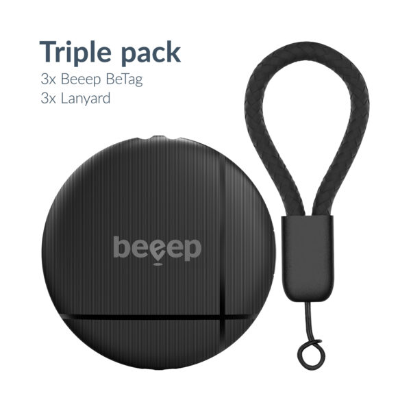 Beeep Betag Find My Tracker Black & Keychain Black - 3 Pack - Afbeelding 2