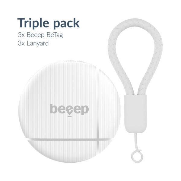 Beeep Betag Find My Tracker White & Keychain White - 3 Pack - Afbeelding 2