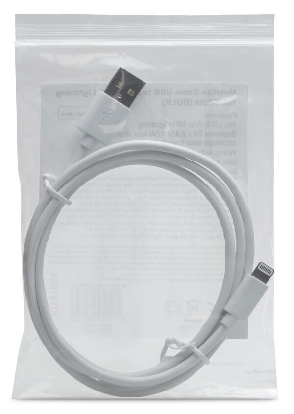 Mobilize Bulk Mobilize Cable Usb To Apple Mfi Lightning 1M. 12W White (Bulk) - Afbeelding 3