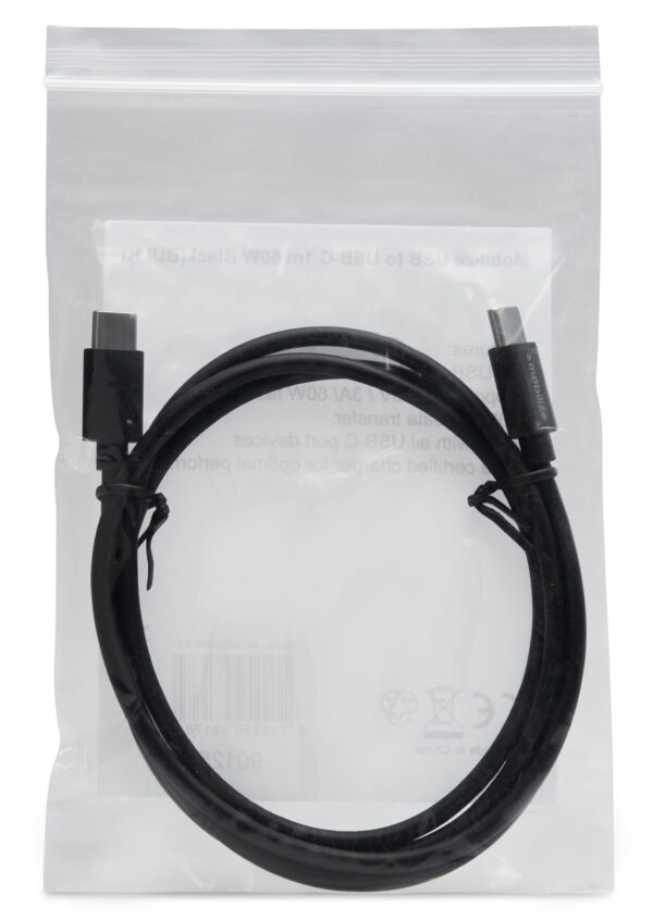 Mobilize Bulk Mobilize Cable Usb-C To Usb-C 1M. 60W Black (Bulk) - Afbeelding 3