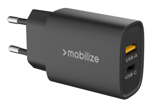 Mobilize Bulk Mobilize Wall Charger Usb-C + Usb 25W With Pd/Pps Black (Bulk) - Afbeelding 2
