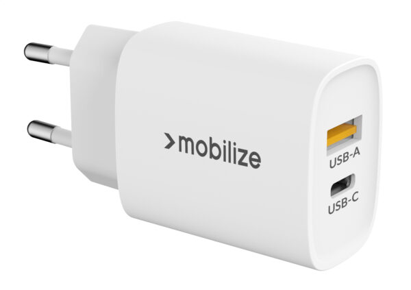 Mobilize Bulk Mobilize Wall Charger Usb-C + Usb 25W With Pd/Pps White (Bulk) - Afbeelding 2