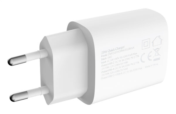 Mobilize Bulk Mobilize Wall Charger Usb-C + Usb 25W With Pd/Pps White (Bulk) - Afbeelding 3
